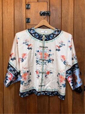Beautiful Asian Inspired Top With Floral Embroidery